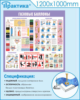 C41 Стенд газовые баллоны (1000х1000 мм, пластик ПВХ 3 мм, Прямая печать на пластик) - Стенды - Тематические стенды - магазин "Охрана труда и Техника безопасности"